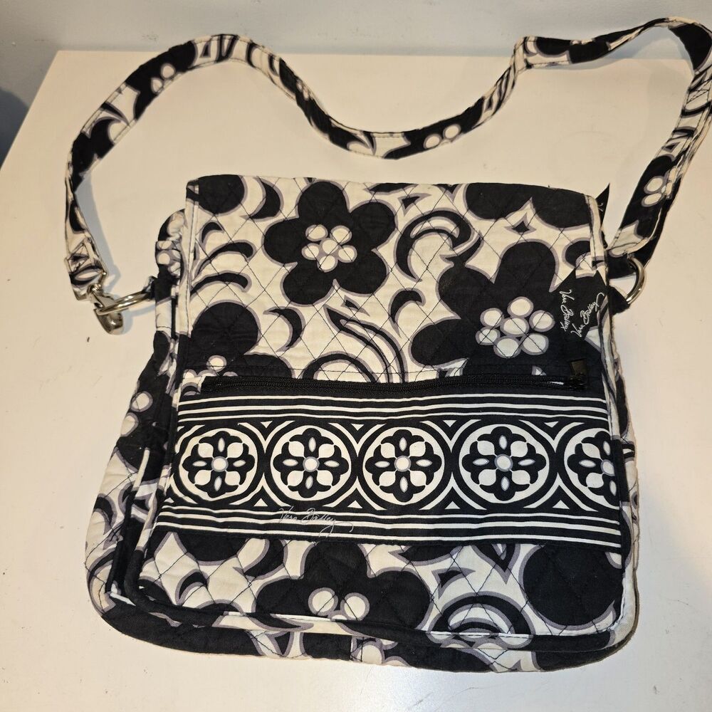 Vera Bradley Black & White Retired Pattern Messenger Bag